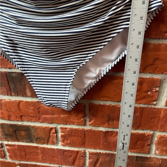 Niptuck 12 Multifit Cup Navy Stripe Ruched One Peice Swim Bathing Suit Pinup - Picture 9 of 11